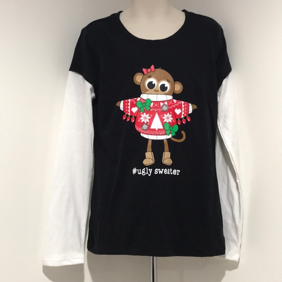 Justice Girls Size 6-7 Unicorn Party Festive Long Sleeve Tee NWT